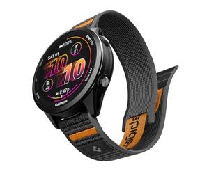 Spigen Athlex Air 2 Strap for Smartwatch 22mm with Quick Release | Breathable nylon strap with hook-and-loop fastener for Garmin Forerunner 255/265, Venu 4 (45mm) - Active Black Orange