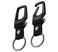 Spigen Carabiner, Car Key Chain Clip, Durable Metal, Light & Compact, Bottle Opener For Men And Women, 2Pack - Black