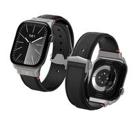 Spigen Classic Fit Strap for Apple Watch Ultra 4/3/2/1, Series 12/11/10 | Nylon-lined PU strap with timeless knit details and D-buckle closure for a secure fit - Black