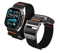 Spigen Dura Pro Flex Ultra Elastic Nylon Solo Loop Strap Band Compatible with Apple Watch Series 11/10 (42mm), 9/8/7 (41mm), SE/6/5/4 (40mm), 3/2/1 (38mm) - Black