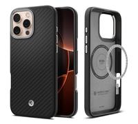 Spigen Enzo Aramid MagFit Case for iPhone 16 Pro, Compatible with MagSafe Accessories - Black Silver