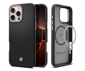 Spigen Enzo Aramid MagFit Case for iPhone 16 Pro Max, Compatible with MagSafe Accessories - Black Silver