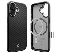 Spigen Enzo Aramid T MagFit Case for iPhone 17 (2025), Compatible with MagSafe Accessories [Camera Control Covered] [Military-Grade Drop Protection] - Black Silver