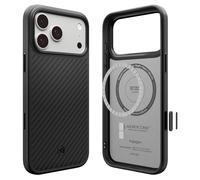 Spigen Enzo Aramid T MagFit Case for iPhone 17 Pro (2025), Compatible with MagSafe Accessories [Camera Control Covered] [Military-Grade Drop Protection] - Black Silver
