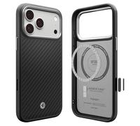 Spigen Enzo Aramid T MagFit Case for iPhone 17 Pro, MagSafe Compatible Phone Cover [Military-Grade Drop Protection] - Black Silver