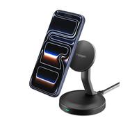 Spigen Essential 15W MagSafe Wireless Charger Stand [60W USB-C Cable Incl.] Magnetic Charging Station for iPhone 17 16 15 14 Pro Max 17e & MagSafe Cases for Samsung Galaxy S26 Ultra Plus, Pixel 10 10a
