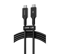 Spigen Essential 240W USB C to C Cable - Black/1.2M | Durable, Fast Charging, 240W 1.2M USB-C to USB-C Cable, Works with iPhone 18/17, Galaxy S26/25, Z Flip/Fold 8, iPad, Macbook