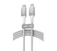 Spigen Essential 240W USB C to C Cable - White/1.2M | Durable, Fast Charging, 240W 1.2M USB-C to USB-C Cable, Works with iPhone 18/17, Galaxy S26/25, Z Flip/Fold 8, iPad, Macbook