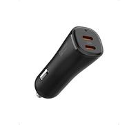 Spigen Essential 50W 2-Ports Compact Car Charger Dual USB-C Adapter | PPS PD/QC 3.0 12V, Car Cigarette Lighter Socket for iPhone 17 17e 16 15 14 13 Samsung Galaxy S26 S25 Google Pixel 11 10 10a