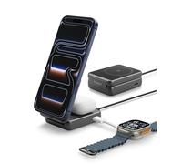 Spigen Essential Qi2.2 25W 2-in-1+C MagSafe Charger Stand [Incl. USB-C Cable] Fast Magnetic Wireless Charging Station for iPhone 17/16/15 Pro Max 17e, Samsung Galaxy S26 Ultra Plus, Pixel 10, AirPods