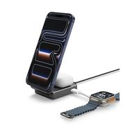 Spigen Essential Qi2.2 25W 2-in-1 Wireless Charger Magnetic MagSafe Stand [Includes USB-C Cable] Fast Charging Station for iPhone 17/16 Pro Max Air, Pixel 10 Pro XL, AirPods 4/3/2, Pixel Buds - Black