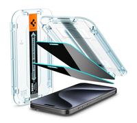 Spigen EZ Fit Privacy Tempered Glass Screen Protector for iPhone 15 Pro (2 Pack)