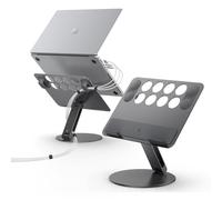 Spigen Foldable & Adjustable Cable Organizer Laptop Stand for Desk Supports Up to 17" & 6kg Non-slip Pads Slim Design Compatible with MacBook Air Pro Lenovo Acer Asus HP Etc - Space Grey