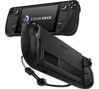 SPIGEN for Steam Deck OLED/LCD Case, Rugged Armor Carbon Fiber Design Extra Corner Enhanced Grip Game Console Travel Protection Adjustable Hand Strap Precise Cutouts Cover - Black