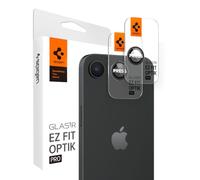 Spigen Glas.tR EZ Fit Optik Pro Tempered Glass Camera Lens Protector for iPhone 17e, iPhone 16e, 2 Pack, Black, Individual lens protection, Installation kit included, Scratch-Resistant