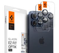 Spigen Glass tR EZ Fit Optik Pro 2 Pack, blue titanium - iPhone 15 Pro/15 Pro Max