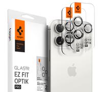 Spigen Glass tR EZ Fit Optik Pro 2 Pack, white titanium - iPhone 15 Pro/15 Pro Max