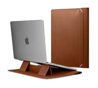 Spigen Laptop Sleeve Valentinus S 13 14 Inch, Compatible with MacBook Pro, Built in Magnetic Flap With Foldable Stand, Leather Laptop Case Pouch Bag - ClassicBrown