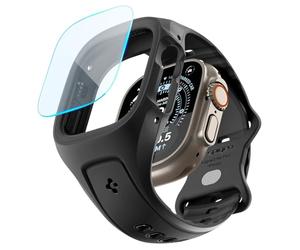 Spigen Liquid Air Pro Case with Band and Tempered Glass Screen Protector Compatible with Apple Watch Ultra 3/2/1 49mm - Matte Black