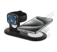 Spigen Mag Fit Duo Compatible with MagSafe Charger (2020-2023) Stand for iPhone 16/15/14/13/12, Apple Watch Stand for Apple Watch Ultra 2/1 49mm, 10/9/8/SE2/7/6/SE/5/4/3/2/1 - Black
