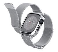 Spigen Metal Fit Pro Case Compatible with Apple Watch Case with Strap for Series 9/8/7 45mm and 44mm Series 6/SE/5/4 - Silver