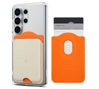 Spigen Nano Pop MagFit 3-Card Wallet for Samsung Galaxy Series | Premium Two Tone Silicone Magsafe Wallet for Samsung Galaxy MagSafe Cases S26/S25/S24 Series - Orange Beige