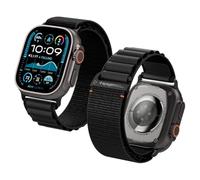 Spigen Nylon Fabric Band with Hook Apple Watch Strap Compatible with Apple Watch Ultra 3/2/1 (49mm), Series 11/10 (46mm), 9/8/7 (45mm), SE/6/5/4 (44mm), 3/2/1 (42mm) - Black