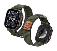 Spigen Nylon Sport Band with Hook & Loop Strap Compatible with Apple Watch Ultra 3/2/1 (49mm), Series 11/10 (46mm), 9/8/7 (45mm), SE/6/5/4 (44mm), 3/2/1 (42mm) - Green