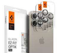 Spigen Glas.tR EZ Fit Optik Pro Tempered Glass Camera Lens Protector for iPhone 15 Pro, iPhone 15 Pro Max - Natural Titanium (2 Pack)