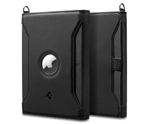 Spigen Passport Holder with Airtag Holder, Passport Cover with RFID Blocking and SIM Card Pin, Made of Vegan PU Leather - Black