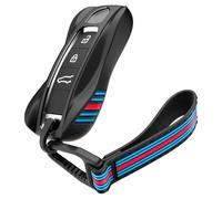 Spigen Porsche Key Cover Case with Carabiner & Strap [Shockproof & TPU] | Porsche Key Fob Protector, Premium Gift for Porsche Owners, Compatible with 911 Panamera Cayenne - Black