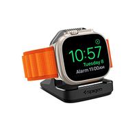 Spigen Rugged Armor Apple Watch Charger Stand for Apple Watch Series | Durable TPU Apple Watch charger stand with rugged carbon fiber accents and secure non-slip base - Black