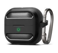Spigen Rugged Armor Case for Samsung Galaxy Buds 3 Pro/3 (2025) | Matte carbon two-piece TPU case with carabiner for portable full functionality - Matte Black