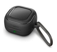 Spigen Rugged Armor Case for Samsung Galaxy Buds 4 Pro/4 (2026) | Matte carbon two-piece TPU case with carabiner for portable full functionality - Matte Black