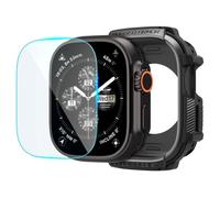 Spigen Rugged Armor Case with Screen Protector for Apple Watch Ultra Series | Durable TPU case with anti-scratch 9H tempered glass protection for 2026~2023 models - Matte Black