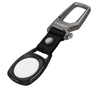 Spigen Rugged Armor Keychain Ring Case Compatible with AirTag 2/1 (2026/2021) Protective Holder for Keys, Pet Collars, Bags, and Luggage Tracking - Black