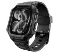 Spigen Rugged Armor Pro Case with Strap for Apple Watch Series 12 42mm | TPU unibody case with adjustable strap with carbon fiber accent for 2026 models - Matte Black