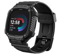 Spigen Rugged Armor Pro Case with Strap for Fitbit Cedar Versa 4 / Sense 2 | TPU unibody case with adjustable strap with carbon fiber accent for Google Fitbit Cedar Versa 4 / Sense 2 - Black