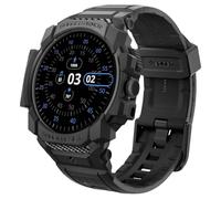 Spigen Rugged Armor Pro Case with Strap for Google Pixel Watch 3 45mm | TPU unibody case with strap, carbon fiber accent, and charging cover for 2024 models - Matte Black