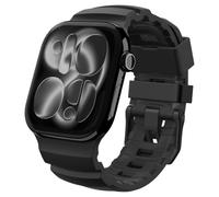 Spigen Rugged Silicone Sport Band with Metal Buckle Strap Compatible with Apple Watch Ultra 3/2/1 49mm, Series 11/10 46mm, 9/8/7 45mm, SE3/SE2/SE/6/5/4 44mm, 3/2/1 42mm - Black