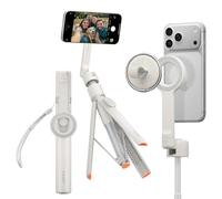 Spigen S582W MagFit Plus MagSafe 66" Extendable Tripod Selfie Stick for iPhone, 360° Rotating Head Bluetooth 5.0, One Push Opening Magnetic Phone Stand Universal metal ring included - Dune Beige