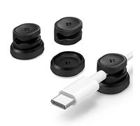 Spigen Singular Magnetic Cable Holder, Cable Management, Desktop Multipurpose Cable Organizer, 3-Clip Cord Keeper for Lightning, and USB-A/USB-C Cables (3 Pack) - Black