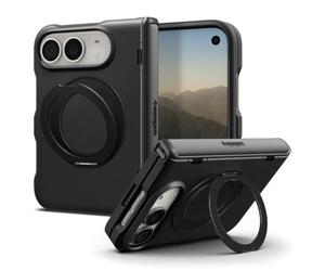 Spigen Slim Armor Pro S MagFit Phone Case for iPhone Duo (2026) | Black, Seamless Hinge Protection, 360° Metal Ring Stand, Shock Absorption, MagSafe Compatible, Patented Air Cushion