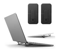 Spigen Slim Fold Adhesive Laptop Stand 2 Piece Foldable Portable Dual Ergonomic Angle Adjustment Lift Anti-Slip Compatible with MacBook Pro, MacBook Air 11"-16" and More - Black