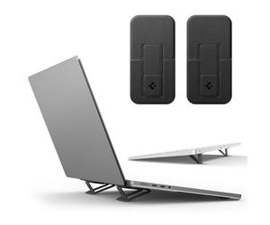 Spigen Slim Fold Adhesive Laptop Stand 2 Piece Foldable Portable Dual Ergonomic Angle Adjustment Lift Anti-Slip Compatible with MacBook Pro, MacBook Air 11"-16" and More - Black