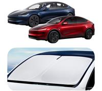 Spigen Tesla Model 3 (~2024 HighLand) and Model Y CryoShade Front Windscreen Sunshade, Dual Layered Protection From UV and Heat (Reinforced Velcro Strap), Designed for Tesla Accessories