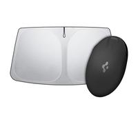 Spigen Tesla Model X CryoShade Front Windshield Sunshade, Triple Coated Technology for Protection From UV and Heat, Included Pouch with Velcro Strap, Designed for Tesla Model X Accessories - Black