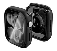 Spigen Thin Fit 360 Case for Apple Watch Series 11/10 42mm | Lightweight PC cover with built-in tempered glass screen protector, unhindered accessibility - Black