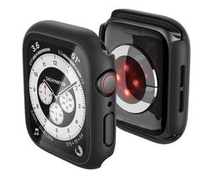 Spigen Thin Fit 360 Case for Apple Watch Series 44mm SE3/SE2/6/SE/5/4 | Lightweight PC cover with built-in tempered glass screen protector, unhindered accessibility - Black