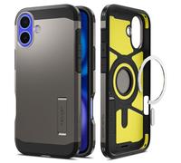 Spigen Tough Armor (AI) MagFit Case for iPhone 16, Compatible with MagSafe Accessories - Gunmetal